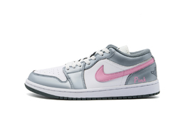 Jordan Air 1 устойчивые к истиранию низкие винтажные баскетбольные кроссовки унисекс серебристо-розовые, цвет Silver Pink 553558-152（team500-银粉） | silver pink