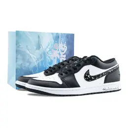 Jordan Эйр 1 Сильвер Пайрит устойчивые к истиранию низкие винтажные баскетбольные кроссовки унисекс черно-белые, цвет Black White 553558-165（team626-银铄） | black white