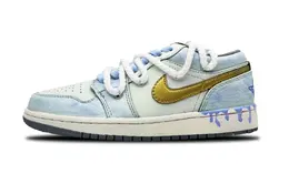 Jordan Кроссовки Air 1 с золотым покрытием устойчивые к истиранию морской солью низкие винтажные баскетбольные унисекс светло-голубые, цвет Light Blue 553558-053（team526-鎏金海盐） | light blue