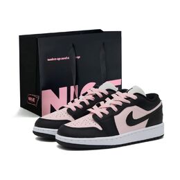 Jordan Эйр 1 противоскользящие износостойкие низкие винтажные баскетбольные кроссовки женские черно-розовые, цвет Black Pink[Exclusive Text Custom] dc0774-101（team664-山茶花s-box） | black pink[exclusive text custom]