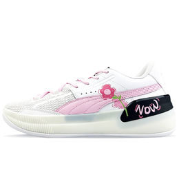 Puma Кроссовки баскетбольные Clyde Hardwood мужские низкие розово-белые, цвет White 194454-01(team373-球场猛男小粉豹白) | white
