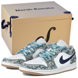 Jordan Кроссовки Air 1 Low Top Vintage баскетбольные унисекс бело-серые в подарочной коробке премиум-класса, цвет White Gray-High-End Gift Box 2 553558-146(team679-迷彩斑斑s-box) | white gray-high-end gift box 2