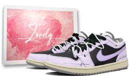 Jordan Кроссовки Air 1 с амортизацией низкие винтажные баскетбольные унисекс романтичный фиолетовый - романтичный фиолетовый бокс, цвет Romantic Purple Box 553558-053(team400-心动嘉宾男女款紫) | romantic purple box