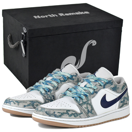 Jordan Кроссовки Air 1 Low Top Vintage баскетбольные унисекс бело-серые в подарочной коробке премиум-класса, цвет White Gray-High-End Gift Box 3 553558-146(team679-迷彩斑斑s-box) | white gray-high-end gift box 3