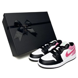 Jordan Эйр 1 противоскользящие и износостойкие дышащие низкие винтажные баскетбольные кроссовки женские черно-бело-розовые, цвет Black White Pink 553560-131（team531-礼盒kt） | black white pink