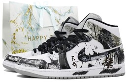 Баскетбольные кроссовки Air 1 Vintage Men Mid-Top Black/White Jordan 554724-092(team39-amy314黑匣) | black/white