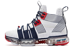 Anta Марвел амортизирующие нескользящие износостойкие поддерживающие баскетбольные кроссовки мидтоп женские бело-сине-красные 92831139-8