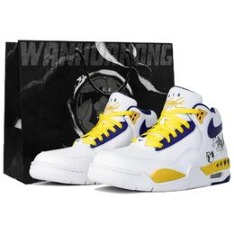 Nike Наследие полёта игривая панда противоскользящие износостойкие мидтоп винтажные баскетбольные кроссовки мужские белый жёлтый синий bq4212-102(team113-顽皮熊猫box)