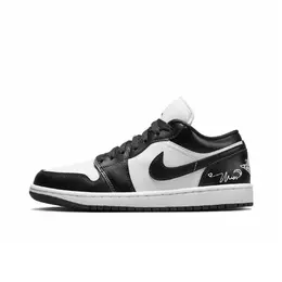 Jordan Эйр 1 Амортизирующие противоскользящие низкие винтажные баскетбольные кроссовки женские черно-белые, цвет Black White dc0774-101（team1180-miss月亮熊猫） | black white