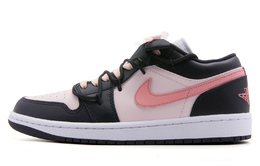 Jordan Женские баскетбольные кроссовки Air 1 с противоскользящей и износостойкой подошвой, низкие, винтажные, черно-розовые, кастомные, цвет Custom dc0774-101(team44-东京树莓b) | custom