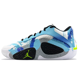 Jordan Татум 2 амортизирующие противоскользящие износостойкие дышащие низкие баскетбольные кроссовки мужские сине-белые небесно-голубые, цвет Sky Blue fj6458-100(team40-蓝色万花筒) | sky blue