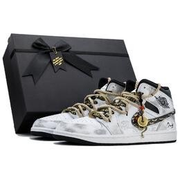 Jordan Кроссовки Air 1 баскетбольные мужские мидтоп бело-черные белые (Obsidian Box), цвет White (Obsidian Box) dq8426-132 (team919-瑞蛇云影礼盒款） | white (obsidian box)