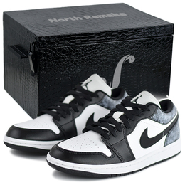 Jordan Кроссовки Air 1 Low Top Vintage баскетбольные женские черно-белые Black-Misty Ice в подарочной коробке премиум-класса, цвет Black-Misty Ice-High-End Gift Box 2 dc0774-101(team96-1冰雾s-box) | black-misty ice-high-end gift box 2