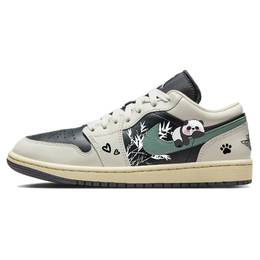 Jordan Женские баскетбольные кеды Air 1 с износостойкой и противоскользящей подошвой, низкие, винтажные, черно-зеленые, цвет Black Green dc0774-001(team181-竹林熊猫1) | black green