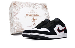 Jordan Эйр 1 противоскользящие износостойкие низкие винтажные баскетбольные кроссовки мужские черно-белые - черно-белые W-BOX, цвет Black White W-BOX hf3148-106(team740-黑烛礼盒版) | black white w-box