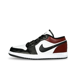 Jordan Эйр 1 Амортизирующие противоскользящие низкие винтажные баскетбольные кроссовки мужские черно-красные, цвет Black Red 553558-132(team667-红砖斑驳) | black red