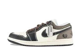 Jordan Винтажные баскетбольные кроссовки Air 1 мужские низкие черно-коричневые - темно-коричневый, цвет Dark Brown hq3437-101（team626-心碎摩卡) | dark brown