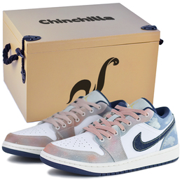 Jordan Винтажные баскетбольные кроссовки Air 1 мужские низкие синие/розовые непарные подарочная коробка 05, цвет Mismatched-Gift Box 05 ih0648-141(team679-鸳鸯牛仔s-box) | mismatched-gift box 05