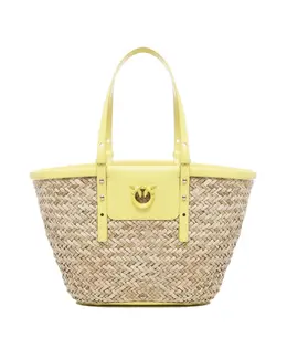 Сумка из кожи рафии ручной работы натуральная Pinko, бежевый 103324a1rlo9yb | beige