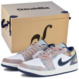 Jordan Кроссовки Air 1 Vintage баскетбольные мужские низкие синие/розовые - вечернее свечение морской подарочной упаковки 05, цвет Evening Glow Sea-Gift Box 05 ih0648-141(team679-火烧云海s-box) | evening glow sea-gift box 05