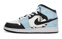 Jordan Винтажные баскетбольные кроссовки Air 1 для женщин мид-топ черно-сине-белые, цвет Blue White Black dq8423-301(team80-女款云上青龙) | blue white black