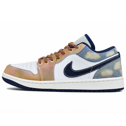 Jordan Кроссовки мужские Air 1 устойчивые к истиранию низкие винтажные баскетбольные коричневые синие, цвет Brown Blue ih0648-141(team96-牛仔晨昏) | brown blue