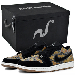 Jordan Кроссовки Air 1 устойчивые к истиранию мужские низкие винтажные баскетбольные черно-желтые камуфляж Storm-Gift Box 3, цвет Camouflage Storm-Gift Box 3 hj4360-001(team96-迷彩风暴s-box) | camouflage storm-gift box 3