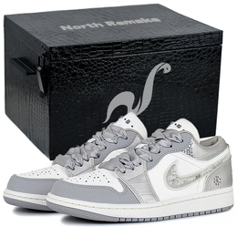 Jordan Эйр 1 Износостойкие и легкие низкие кеды винтажные баскетбольные женские экрю серый - ледяной кристалл крем-подарочная коробка 4, цвет Ice Crystal Cream-Gift Box 4 ih7323-100(team96-冰晶奶油s-box) | ice crystal cream-gift box 4