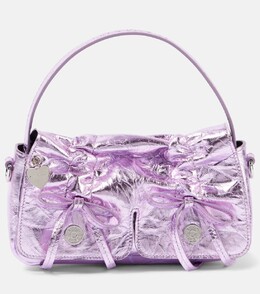 Сумка через плечо из металлической кожи с бантом Acne Studios, цвет lavender purple p00949766 | lavender purple