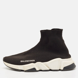 Balenciaga Black Knit Fabric Speed Trainer High Top Sneakers Size 38 1130706