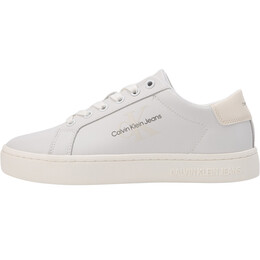 Джинсы Кожаные кроссовки с тисненым логотипом Calvin Klein, цвет Moon White yw01269-0k8 | moon white