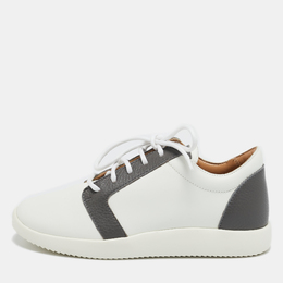Giuseppe Zanotti White/Grey Leather G Runner Low Top Sneakers Size 36 1135567