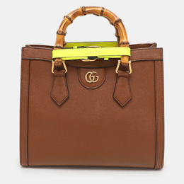 Gucci Brown Leather Small Bamboo Diana Tote 1136261