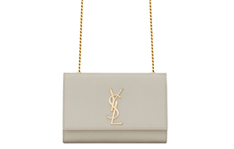 Сумка через плечо Saint Laurent из зернистой кожи с цепью, белая 469390-bow0j-9207