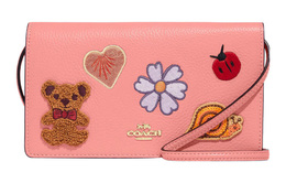 Кошелек Anna Refined Pebble Leather Small Square Bag через плечо, сумка кросс-боди Trumpets для женщин Candy Pink Coach cc469-ims5k