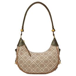 T Monogram Жаккардовая Сумка Через Плечо, Полумесяц, Женская Сумка, Сумка Через Плечо Фундук Коричневый Мультиколор Tory Burch 161302-371