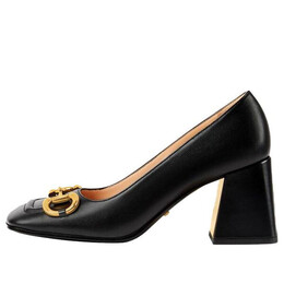 Кроссовки mid-heel pump with horsebit 'black leather' Gucci, черный 643886-c9d00-1000 | black