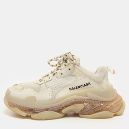 Balenciaga Beige Nubuck and Mesh Triple S Sneakers Size 37 1147473