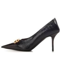 Кроссовки square knife bb croc-effect leather pumps 'black' Balenciaga, черный 734238wbe711000 | black/gold