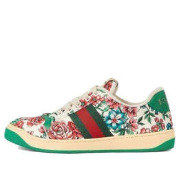 Кроссовки screener floral print sneakers 'white pink green' Gucci, белый 746405-fab0l-8443 | white/pink/green