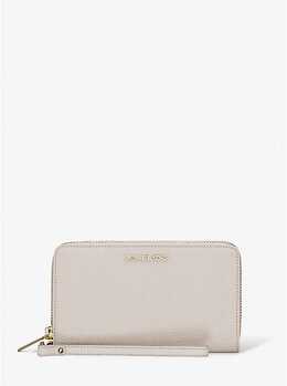 Большой кожаный клатч на запястье для смартфона из зернистой кожи Michael Kors, бежевый 35s9gtve7l | lt cream
