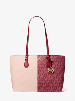 Большая двухцветная сумка-шоппер Sheila с фирменным логотипом Michael Kors, Cherry Multi 35f5g6ht9b | cherry multi