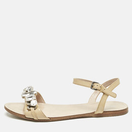 Miu Miu: Бежевые сандалии 