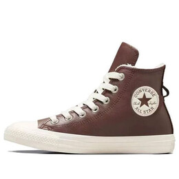 Кроссовки chuck taylor all star leather faux fur lining 'dark brown' Converse, коричневый a07946c | dark brown / white