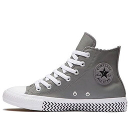 Кроссовки chuck taylor all star high top leather grey white Converse, серый 566130c | gray/white