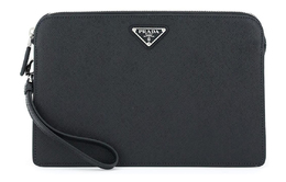 Prada Кожаный клатч Saffiano мужской черный 2vf056-9z2-f0002-v-ooi