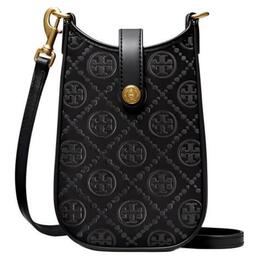 Tory Burch Женская чёрная сумка через плечо с жаккардовым узором и кожаной отделкой 159321-001