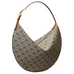Tory Burch Тканевая сумка полумесяц с монограммой T 177028-405
