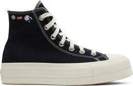 Кроссовки Converse Wmns Chuck Taylor All Star Lift Platform High Embroidered Floral - Black, черный a01592c | black