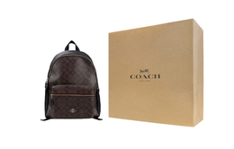 Coach Шарли холщовый рюкзак большой размер женский тёмно-коричневый 58314-imaa8